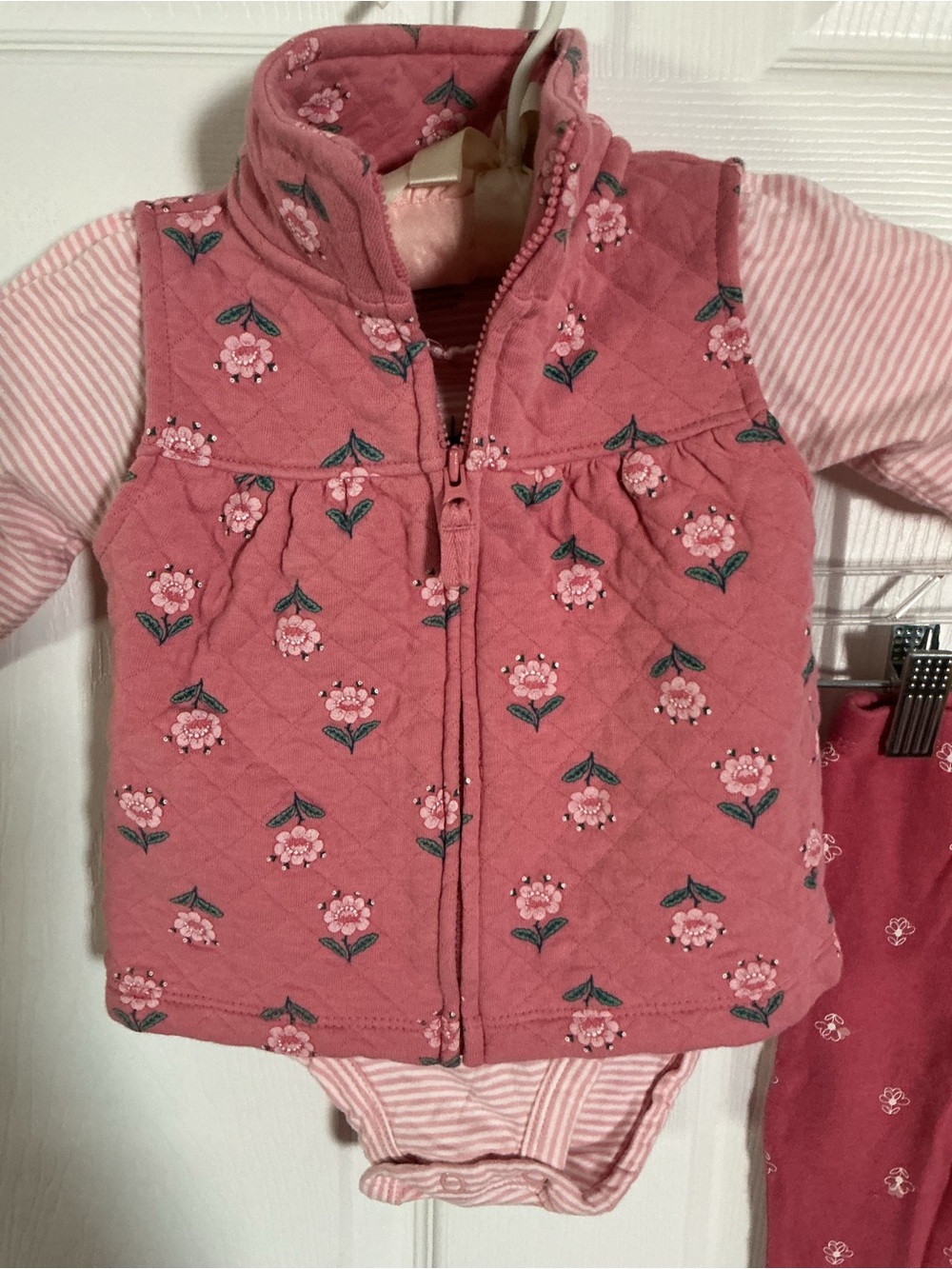 Carters Three-Piece Pink Floral Baby Set - Picture 2 of 8